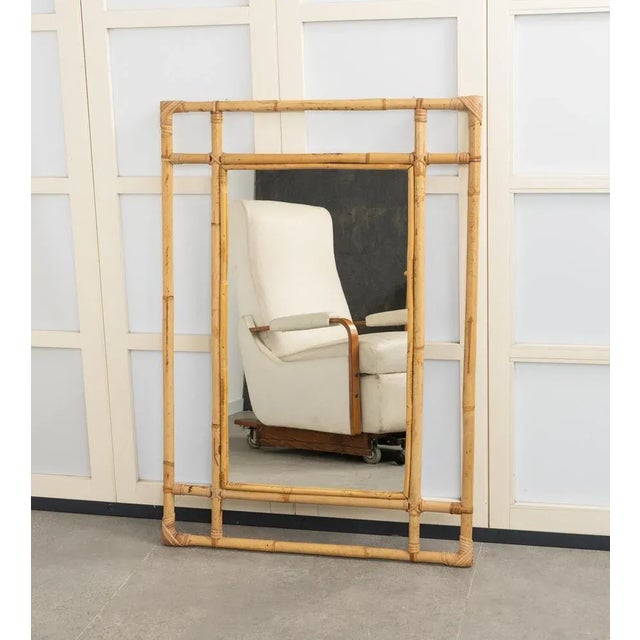 Midcentury Bamboo and Rattan Rectangular Wall Mirror, 1970s For Sale - Image 6 of 11