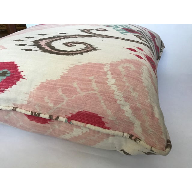 Pink & Brown Ikat Cotton Down Filled Pillows - A Pair For Sale - Image 9 of 9