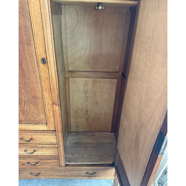 Large Art Deco Oak Wardrobe, 1930s For Sale - Image 14 of 16