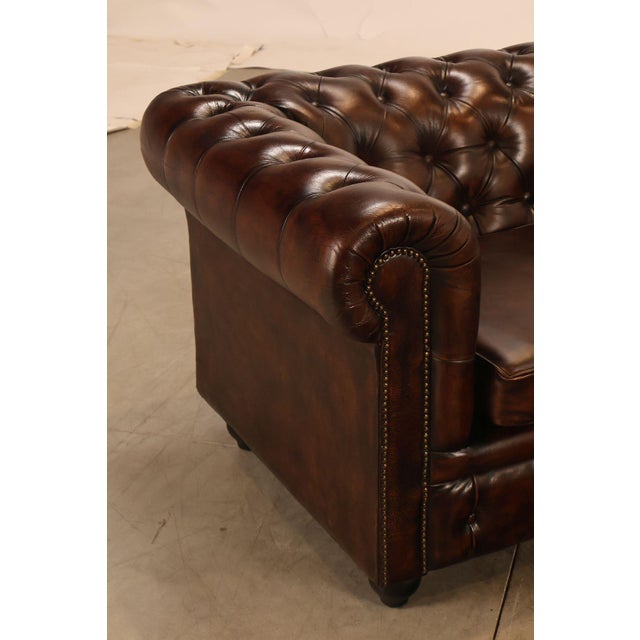 Chesterfield Style Tufted Brown Leather Sofa For Sale In Philadelphia - Image 6 of 18