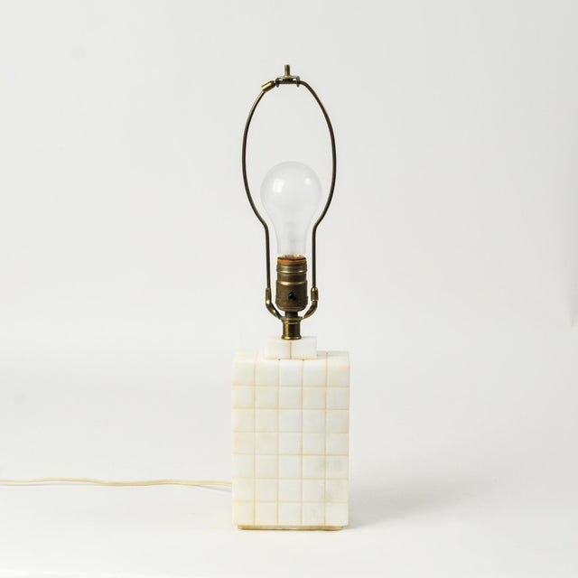 Early 20th Century Early 20th Century Solid Carved Marble Art Deco Style Geometric Table Lamp For Sale - Image 5 of 14