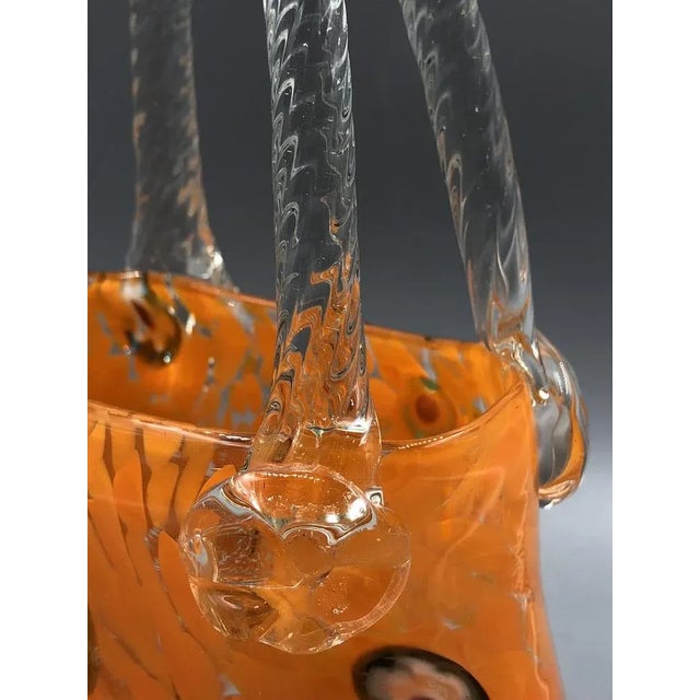 Glass Orange Murano Glass Vase Handbag from Millefiori, 1960s For Sale - Image 7 of 13