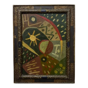“Composicion “ 1953 Original Abstract Painting by Esteban Lisa, Framed