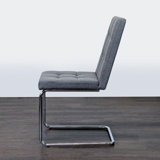 Modern Cb2 Button Tufted Dining Chair on a Metal Frame For Sale - Image 3 of 8