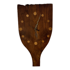 Studio Craft Wall Clock in Mixed Woods With Brass Pendulum, 1985