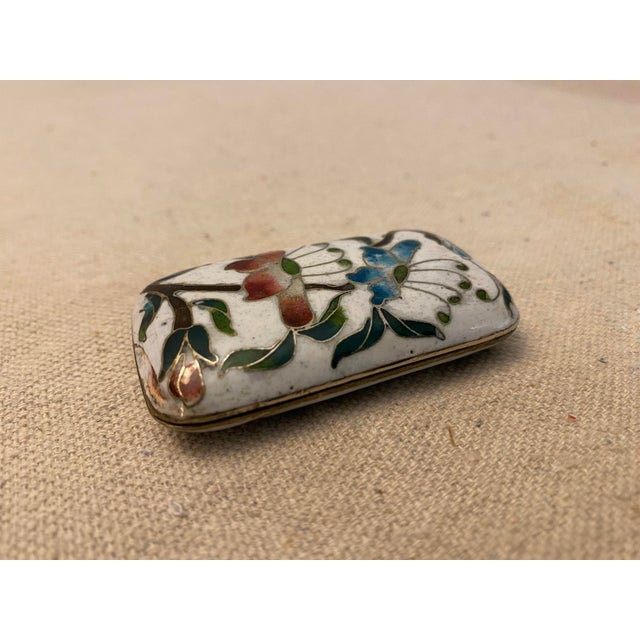 Early 20th Century Vintage Cloisonné HInged Rectangular Pill Box For Sale In Raleigh - Image 6 of 8