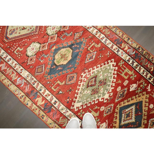 Early 20th Century Zabihi Collection Geometric Tribal Persian Runner - 3'6" x 9'6" For Sale - Image 10 of 10