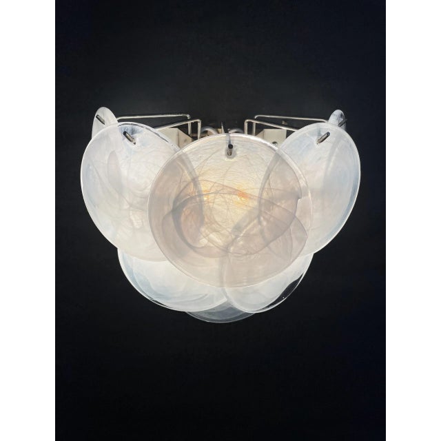 Alabaster Pair of Glass Wall Sconces 10 Alabaster White Disks For Sale - Image 8 of 11