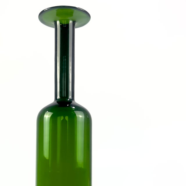 Mid-Century Modern Striking Mid-Century Modern Green Bottle Vase by Otto Brauer for Holmegaard, Circa 1960s For Sale - Image 3 of 9