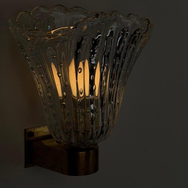 Metal Bullicante Murano Glass Wall Sconces from Seguso, 1940s, Set of 2 For Sale - Image 7 of 18