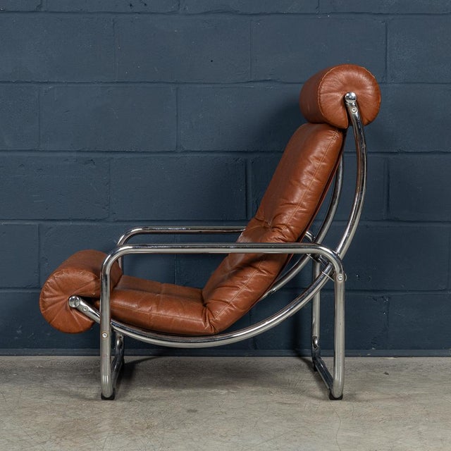 Italian Brown Leather Recliner Armchair, 1980s For Sale - Image 12 of 18