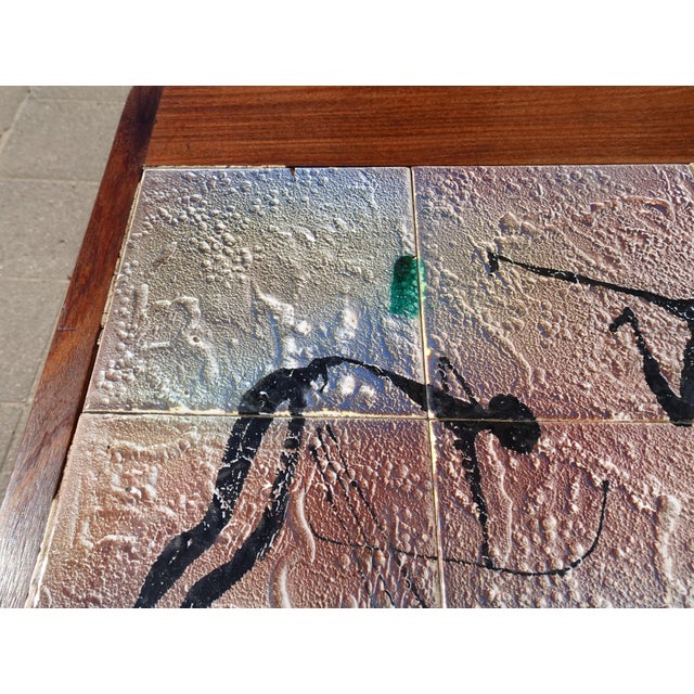 Teak Coffee Table with Ceramic Tiles from Vallauris Lascaux, 1950s For Sale - Image 10 of 18