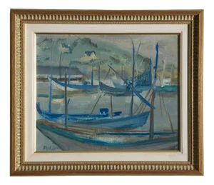 Moya Claire Dyring, French Marine Scene, 1950s, Oil Painting, Framed