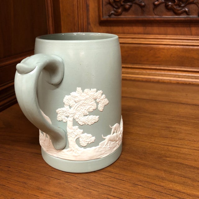 Vintage Pale Green Jasperware Hunt Scene Tankard Mug For Sale - Image 4 of 7