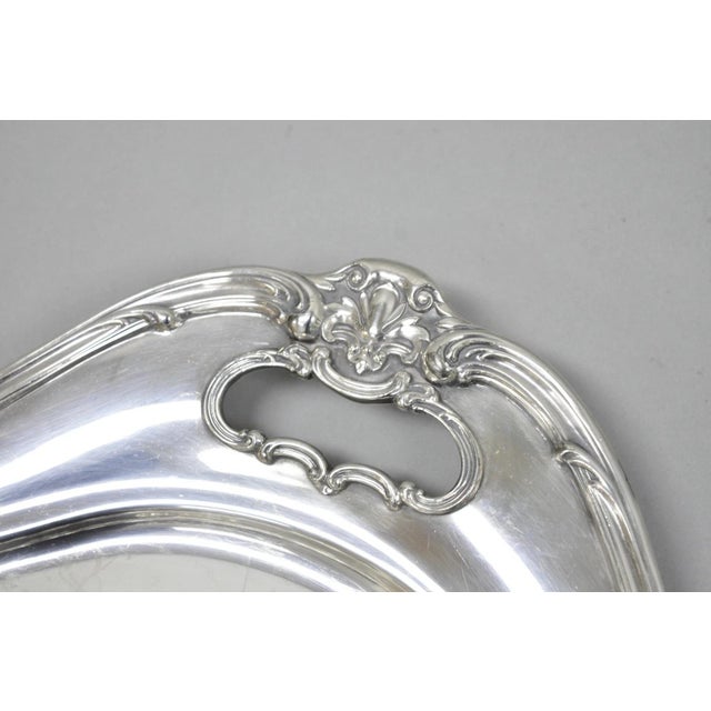 Silver Antique Gorham Silver Plated Victorian Oval Butlers Serving Platter Bar Tray For Sale - Image 8 of 16