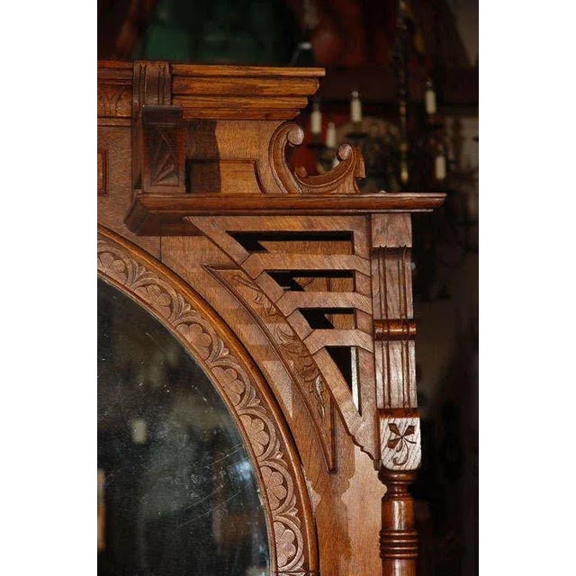 A good example of 19th century Americana. This American barber shop unit, circa 1880, has a large circular mirror, shelves...