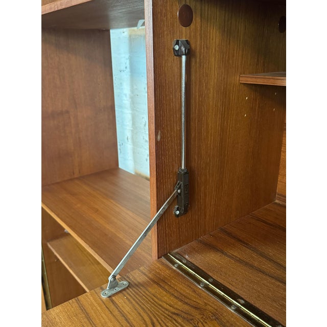 Brown Mid 20th Century Danish Teak Wall Unit / Media Console For Sale - Image 8 of 13