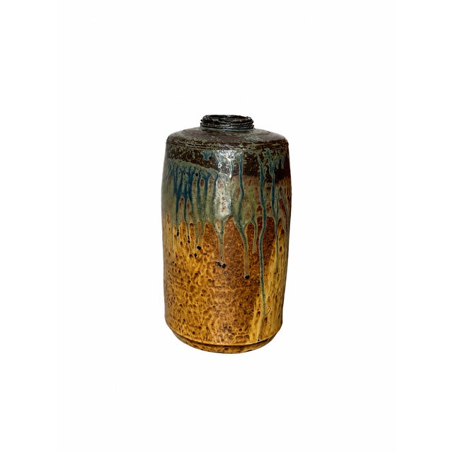 Sculpture Materials Textured Ochre and Blue-Green Decorative Vessel — $1,920 For Sale - Image 7 of 9