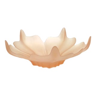 1980s Oversized Frosted Glass Lotus Bowl by Viking Glass For Sale
