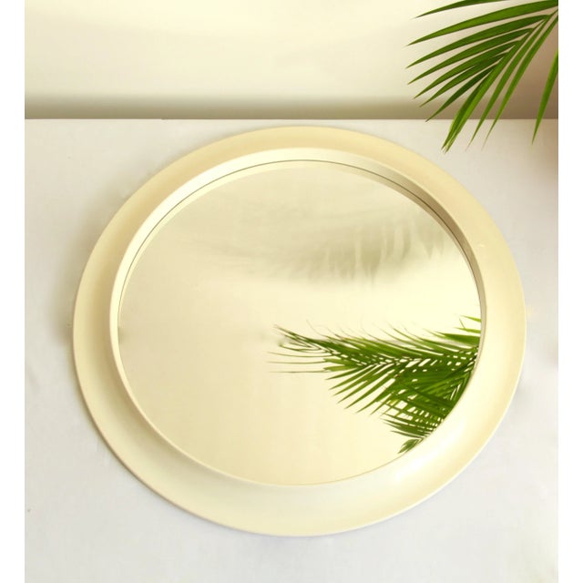 Ivory Large Vintage Plastic Pop Mirror, Italy, 1970s For Sale - Image 8 of 8