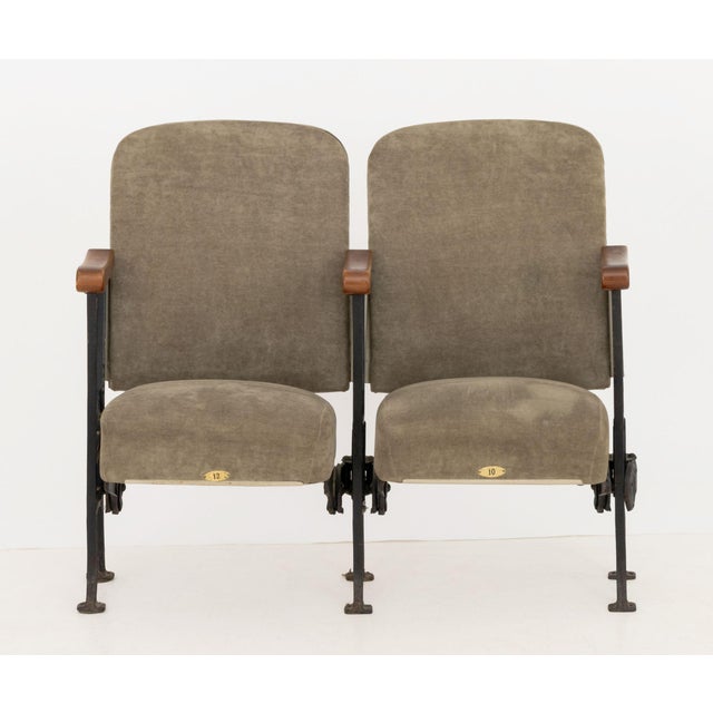 American Pair of Bouwerie Lane Theater Beige Upholstered Seats For Sale - Image 3 of 11