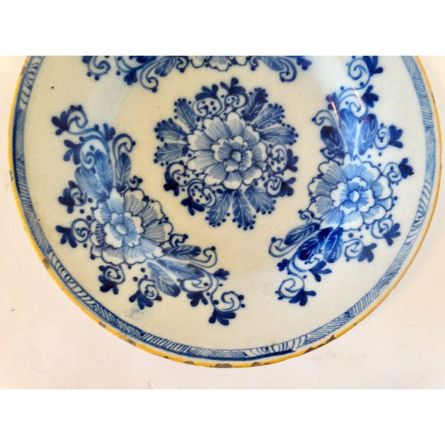 Delft 18th-Century Dutch Delft Plate Porcelayne Bijl Marked For Sale - Image 4 of 7