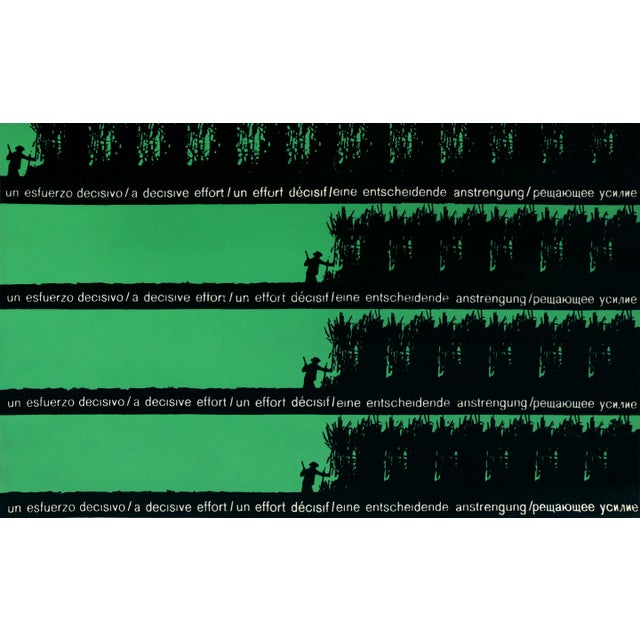 Mid-Century Modern 1970 Poster - Un Esfuerzo Decisivo / a Decisive Effort / Un Effort Décisif (Sugar Cane Harvest) For Sale - Image 3 of 6
