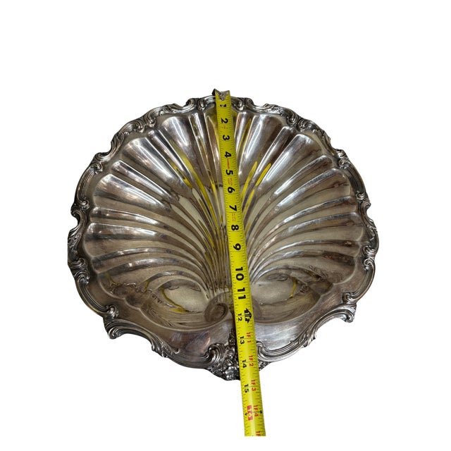 Late 20th Century Vintage W & Sb English Regency Style Silver Plated Large Scallop Clam Shell Serving Dish For Sale - Image 5 of 12