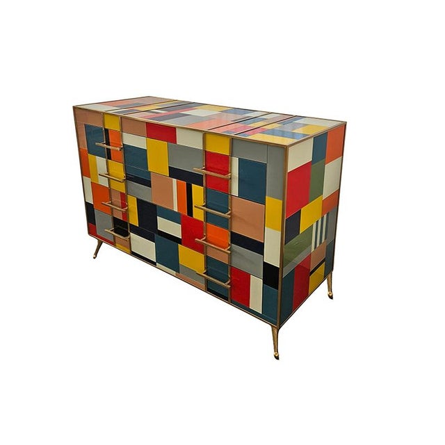 1980s Vintage Chest of Drawers in Colored Glass, 1980s For Sale - Image 5 of 7