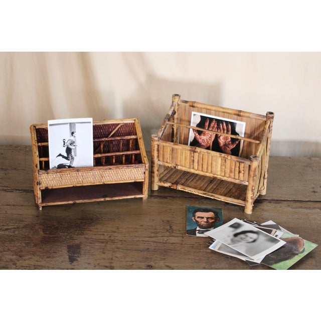 Brown Burnt Bamboo Desk Organizer or Letter Holder For Sale - Image 8 of 8