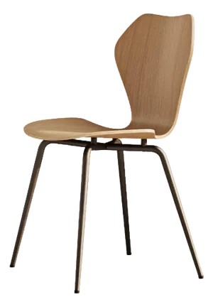 KA237 Natural Beech Wood Seat and Powder-Coated Steel Dining Chair by Vzor