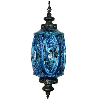 Midcentury Drip-Glaze Ceramic Pendant For Sale