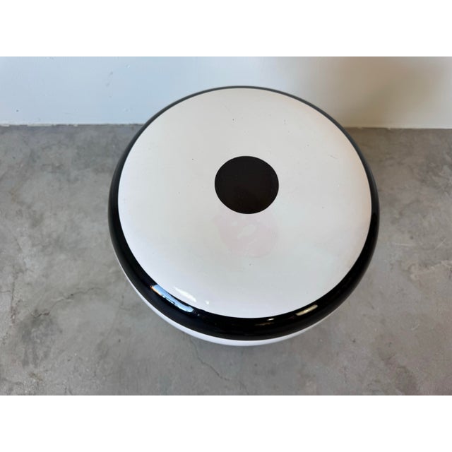 White Gervasoni “InOut” Black and White Striped Champagne Cork Side Table by Paola Navone/ Sold For Sale - Image 8 of 12