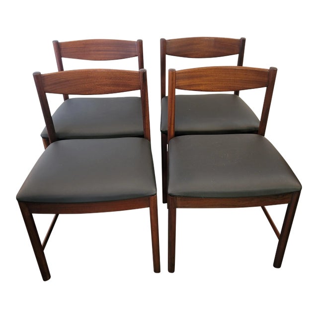 Mid-Century Danish Modern Set 4 Chairs Afromosia Teak For Sale