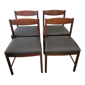 Mid-Century Danish Modern Set 4 Chairs Afromosia Teak