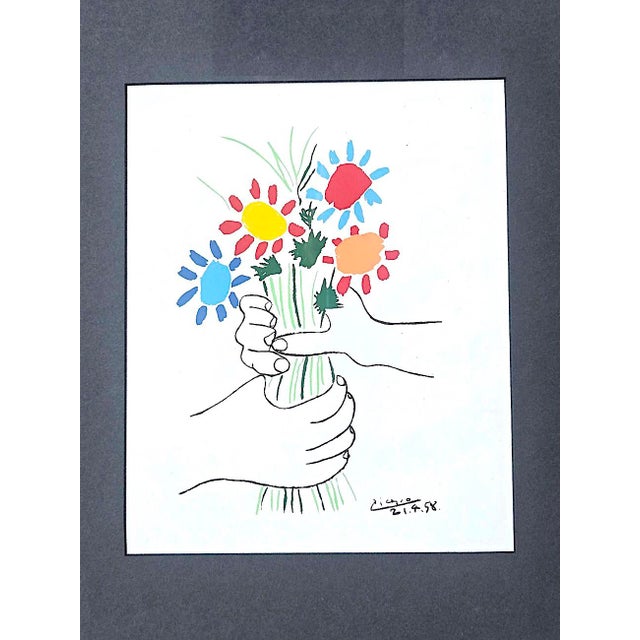 1970s Vintage 1970s Framed Pablo Picasso Print, "Fleurs Et Main" For Sale - Image 5 of 10