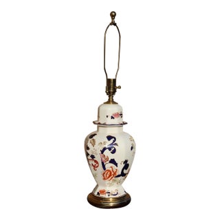 Mason's Ironstone Blue Mandalay Lamp on Brass Base For Sale
