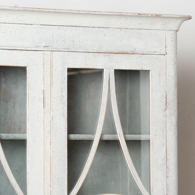 Late 19th Century Late 19th Century Swedish Gustvian Bookcase Display Cabinet With Upper Glass Doors For Sale - Image 5 of 13