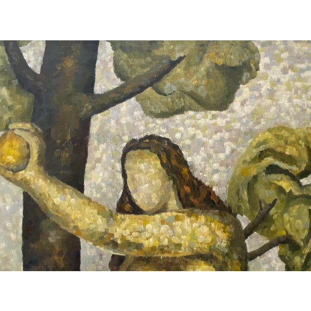 1970s Vintage "Adam and Eve" Original Oil Painting by Sam C.1970 For Sale - Image 5 of 12