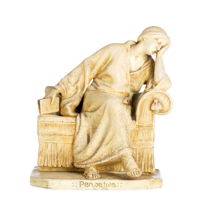 Cream Unknown, The Pensive Woman, 20th Century, Patinated Plaster For Sale - Image 8 of 8