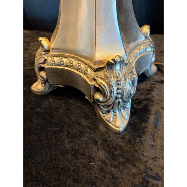 French 19th‑Century Louis XVI Style Four‑Arm Silver Candelabra Lamps — A Pair For Sale - Image 11 of 12