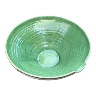 Late 19th Century Large Green Glazed Antique French Terracotta Tian Bowl For Sale