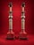 2020s Neoclassical Silver-Tone & Red Column Table Lamps - Pair For Sale - Image 5 of 5
