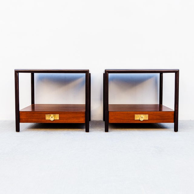 Baker Furniture Company 1950s Michael Taylor for Baker Restored Teak & Mahogany Side Tables For Sale - Image 4 of 14