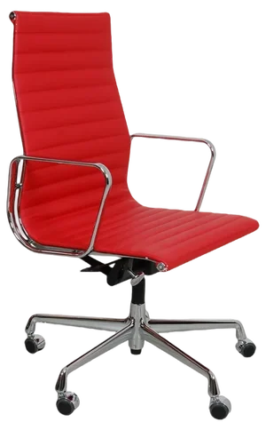 EA-119 Office Chair in Red Leather by Charles Eames for Vitra