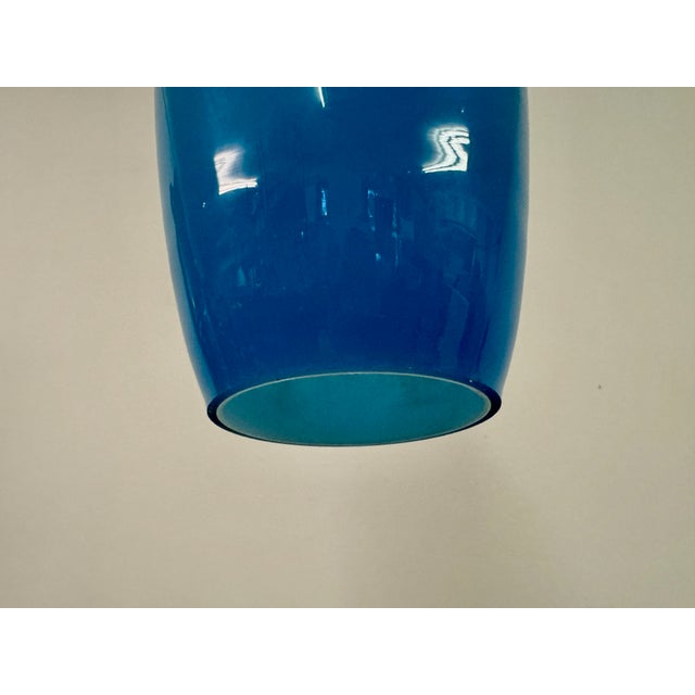 Italian Long Blue Glass Pendant, 1960s For Sale - Image 4 of 9