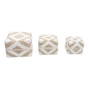 Decorative Beaded Boxes 8x8x8 - Set of 3