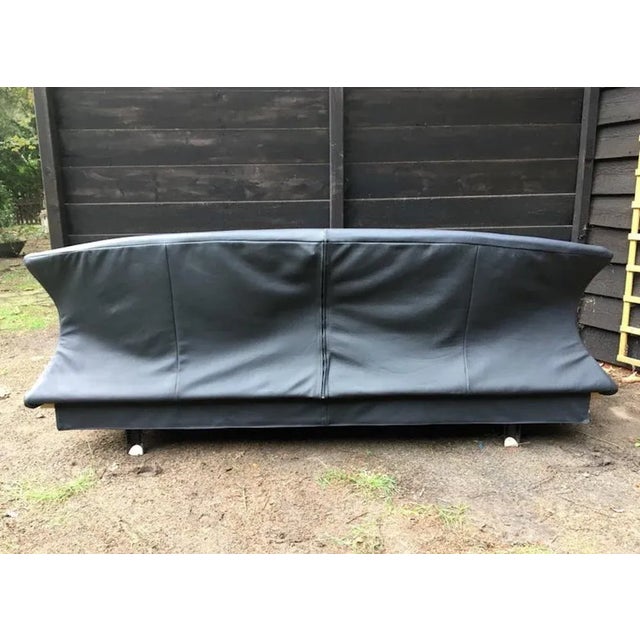 Blue-Grey Leather Sofa from Saporiti Italia, 1980s For Sale - Image 6 of 12