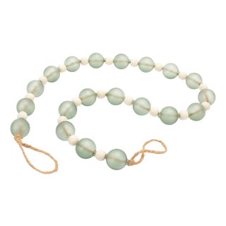 Green Glass and Wood Bead Garland (Set of 2) For Sale