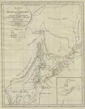 Antique Map of Hokkaido, Island of Japan, 1812